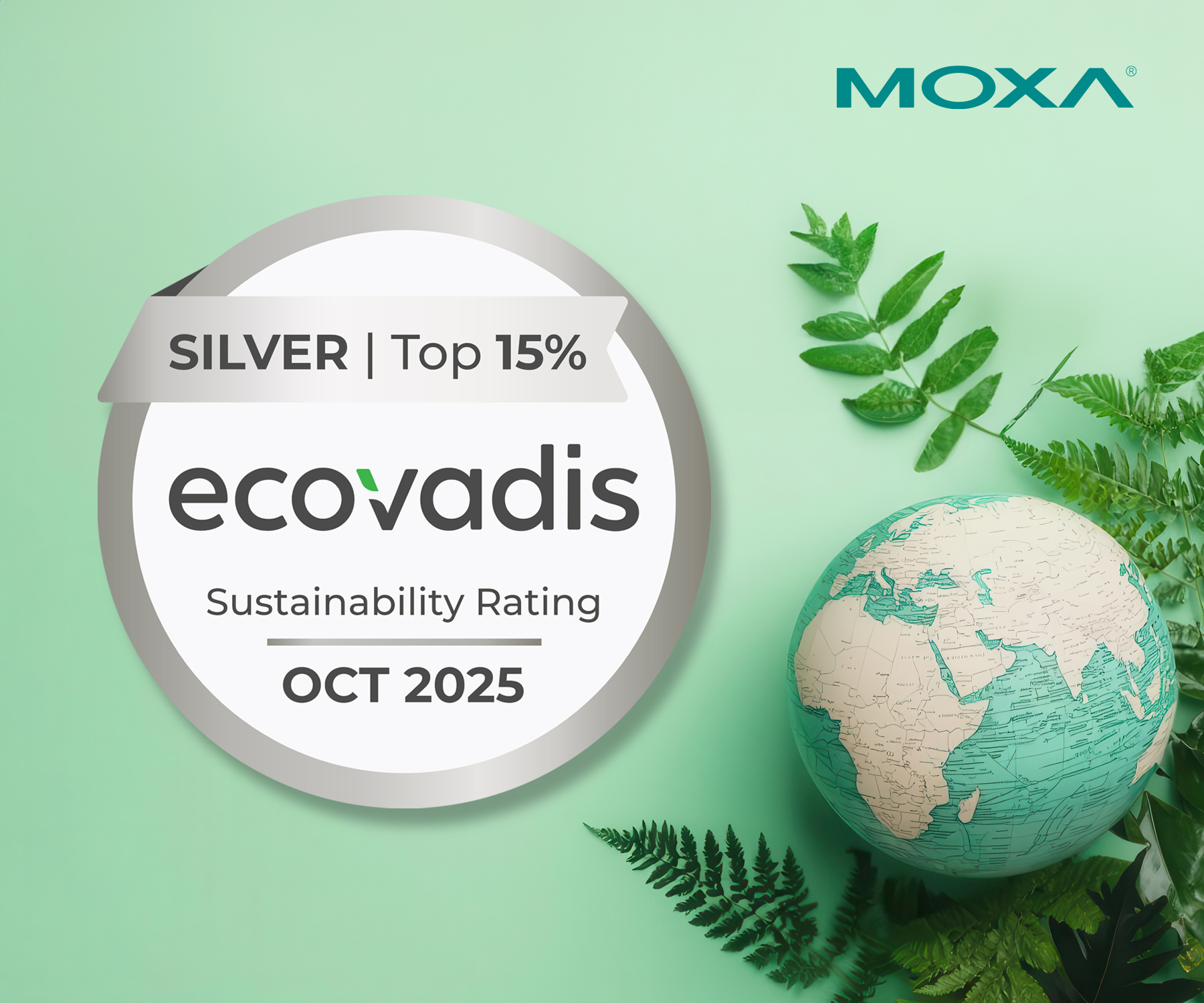 Moxa Wins EcoVadis Silver Medal for Sustainability Performance